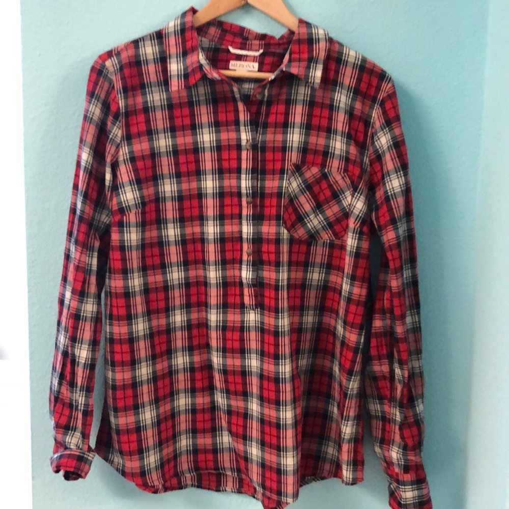 NWT Merona red check pullover top